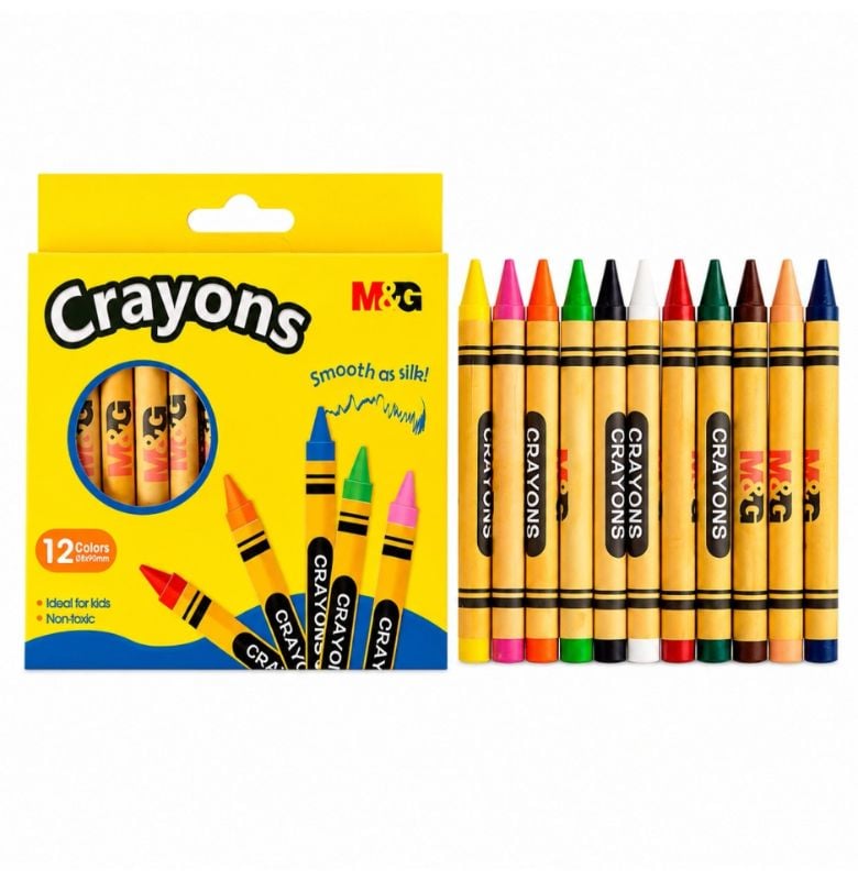 M&G Round Crayons: 12 Colors, 8mm*90mm